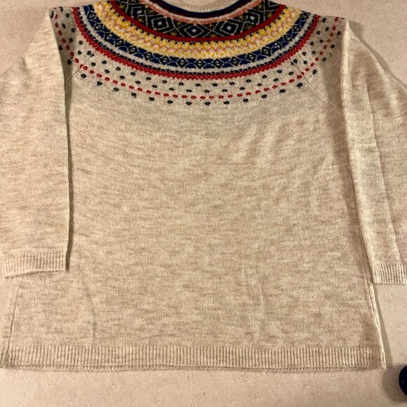 NWT cj banks Sweater Cream & Colorful Size 14 Soft Round Neck Pattern Lightweigh - Picture 9 of 9
